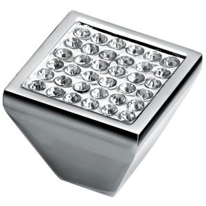 Square Diamond Knob Handle Satin/Diamond