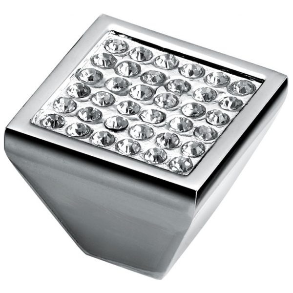 Square Diamond Knob Handle Satin/Diamond