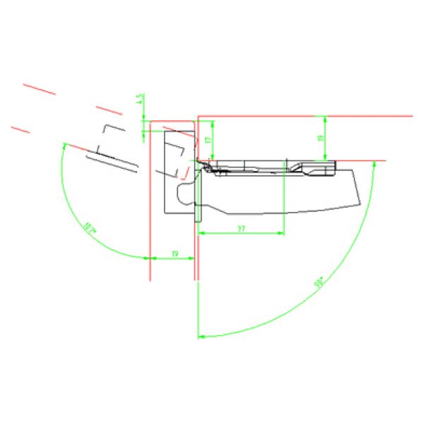 Hettich 110 Black Sensys Clip On Hinge Diagram 2