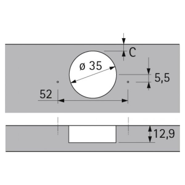 Hettich 110 Black Sensys Clip On Hinge Measurements