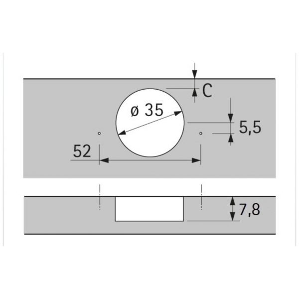 Hettich 110 Thin Door Black Hinge Measurements