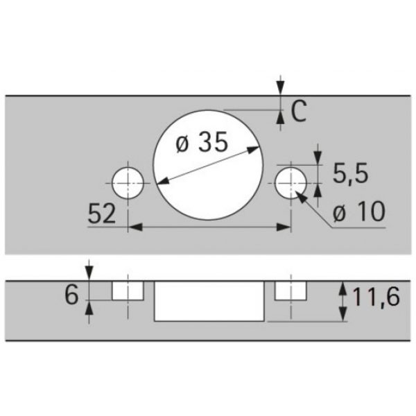 HETTICH 165° SENSYS 8657I CLIP ON HINGE measurements